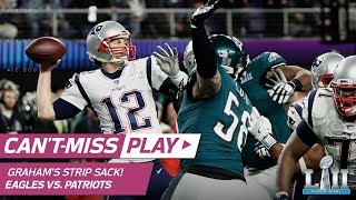 Brandon Grahams Strip Sack on Tom Brady for 1st TO of Game  CantMiss Play  Super Bowl LII [upl. by Emiolhs]