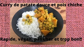 Curry de patate douce et pois chiche sain rapide et pas cher Moins de 25€ pour 4 personnes [upl. by Aelyk]