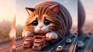 😿CUTE CAT BECOMES A GIANT😭cat funny cute sad kitten cats giant cat [upl. by Leahcimed]