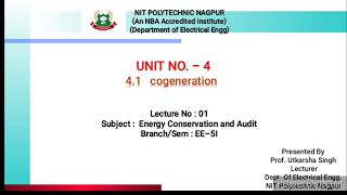 ECA22525 Lecture 01  41 Cogeneration [upl. by Ahsenyt]