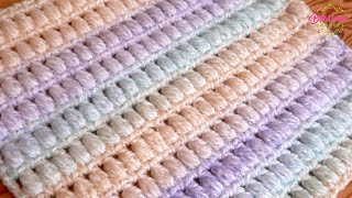 EASY CROCHET The Puff Moss Stitch  2 row repeat pattern [upl. by Attelliw]