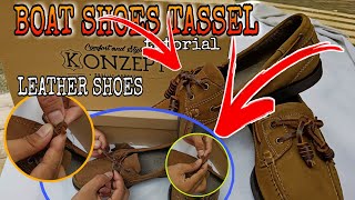 how to tassel topsider leather shoesboat shoesKONZEPT MARIKINA [upl. by Clementas821]