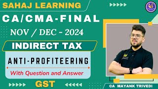 CACMA Final  GST  Anti Profiteering with QampA Indirect Taxation  Theory Miscellaneous Chapter 171 [upl. by Presley787]