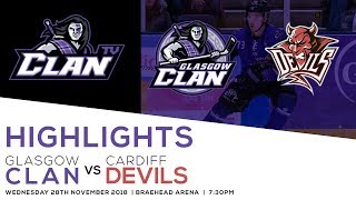 Glasgow Clan vs Cardiff Devils 281118 [upl. by Otiragram]