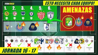 ✅🔥 ESTO NECESITA CADA EQUIPO Para CALIFICAR a LIGUILLA y PLAY IN ⚽ JORNADA 16 y 17 CLAUSURA 2024 [upl. by Beckman]