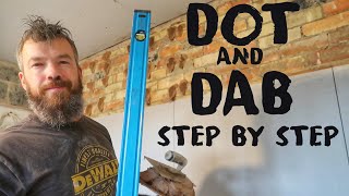 How to DOT amp DAB plasterboard onto a brick wall ready for plastering or dry lining  Step by Step [upl. by Nailil]