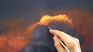 How to paint clouds  coldwarm contrast cloud painting tutorial [upl. by Ragan]