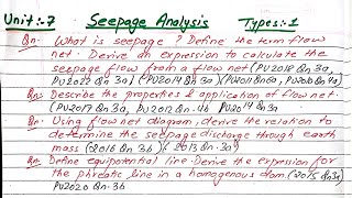 Unit7  Seepage Analysis  Types1  Theory  BE Civil  Prashant Yt  TUPUKUPoU Soil Mechanics [upl. by Favrot]