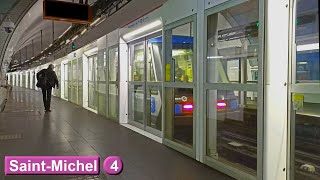 SaintMichel  Line 4  Paris métro  RATP MP89  MP05 [upl. by Ydeh]