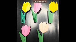 How to fold Origami Tulip  Easy paper flower [upl. by Airebma]