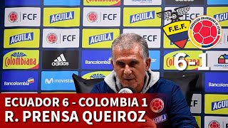 ECUADOR 6 vs COLOMBIA 1  QUEIROZ rueda prensa tras la goleada  Diario AS [upl. by Naoj2]