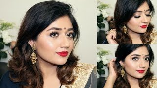 Indian Festive Makeup Tutorial  Red Lips  corallista [upl. by Ecadnarb923]