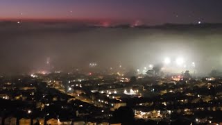 Illegal fireworks display above amp under fog in San Francisco on 4th of July  WooGlobe [upl. by Pavla]