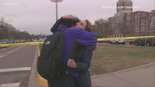 Reporter reunites with son during live report after Denver school shooting [upl. by Brownson]