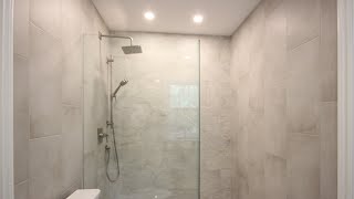 Bathroom with curbless walkin shower with linear drain in Perth [upl. by Dambro411]