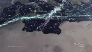 Global ship traffic seen from space FleetMon Satellite AIS and FleetMon Explorer [upl. by Swann185]