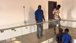 Building in Ghana  Glass Balustrade Episode 3  Final Settings [upl. by Nnaesor]