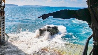 Marines Launch Assault Amphibious Vehicles From USS Ashland [upl. by Nabru]