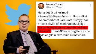 Jan Blomgren läser miljöpartisten Lorentz Tovatts tweets [upl. by Berky808]