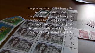 Prix des timbres au 1er janvier 2021  Timbrer devient un luxe 128 le timbre rouge  Forte Hausse [upl. by Edlin]