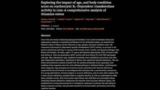 6 Exploring the impact of age ampBCS on erythrocytic B1Dependent transketolase Cats [upl. by Dominga]