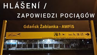 Hlášení  Zapowiedzi pociągów  Gdańsk Żabianka [upl. by Adalbert]