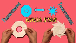 DIY  How to make a Transforming Ninja Star with 8 pointblades  A4 Paper  Watch in Full HD [upl. by Oletta]