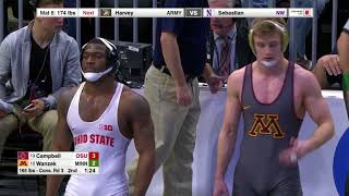 2018 NCAA Wrestling 165lbs Nick Wanzek Minnesota dec TeShaun Campbell Ohio State [upl. by Messab565]