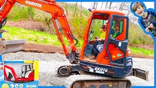 Excavators Videos  Real Excavator and Bruder Toy Excavator [upl. by Nivlak]