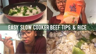 Easy Slow Cooker Beef Tips amp Rice  Cooking w Tommie BeautybyTommie [upl. by Xonel46]