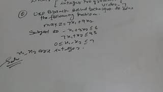 Linear programming integer programming video 11question on branch bound method [upl. by Mosnar]