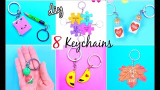 8 AMAZING DIY KEYCHAINS  DIY Keychain Gift Ideas  How To Make Keychains [upl. by Concha]