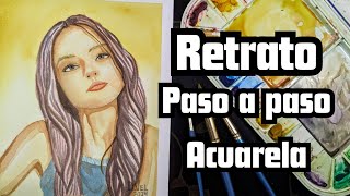 TUTORIAL COMPLETO RETRATO FEMENINO EN ACUARELA Paso a Paso acuarela [upl. by Hunley574]