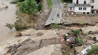 HochwasserKatastrophe in Schuld Kreis Ahrweiler  Luftbilder der Zerstörung entlang der Ahr [upl. by Eelyrehc]