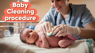 NEWBORN BABY CLEANING PROCEDURE  SPONGE BATH TUTORIAL [upl. by Uticas]