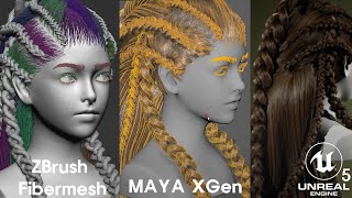 Creating Realistic Realtime Hair  ZBrush Fibermesh  Maya Xgen  Unreal Engine 5 [upl. by Myrvyn]