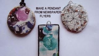 How to MAKE A ROUND PENDANT FROM NEWSPAPER FLYERS recycle project paper beads [upl. by Nolahp830]