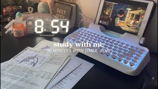 1h 30min realtime study with me asmr 🌸  no music with timer background noises [upl. by Neleb]