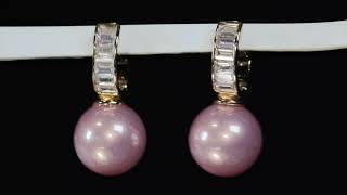 Pink Pearl earrings womens pearl earrings diamond pearl earrings pink pearl jewellery [upl. by Arette]