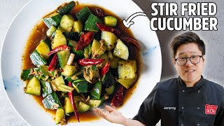 Super Simple Spicy Cucumber Stir Fry Recipe [upl. by Mordecai]