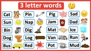 Three Letter Words in English 3 letter Words for kids threeletterwords [upl. by Bab]