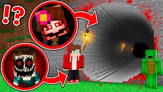 Mikey and JJ Found Longest Scary Jenny Dweller amp Corrupted Mimic Tunnel at Night in Minecraft Maizen [upl. by Reve278]