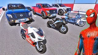 SUPER CARROS e MOTOS com HOMEM ARANHA e HERÓIS na Mega Rampa  IR GAMES [upl. by Akiemat]