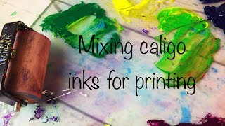 mixing caligo inks for printing with the gelatin plate [upl. by Midas999]