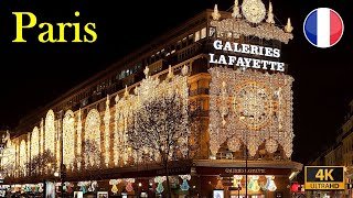 Paris France🇫🇷 – Galeries Lafayette 4KHDR  City of Lights  La Ville Lumière [upl. by Vassily]