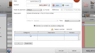 Ajouter une opération simple et ventilée Logiciel Comptabilité Personnelle [upl. by Eelame44]
