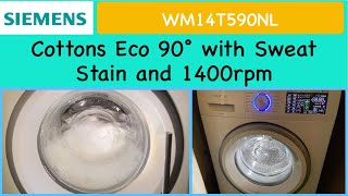 Siemens iQ500 WM14T590NL  Cottons Eco 90° with Sweat Stain Full cycle [upl. by Nostets]