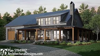 BarndominiumStyle Modern Farmhouse Walkthrough Tour House Plan 51949HZ  Architectural Designs [upl. by Acinoreb]