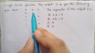 A logic circuit provides the output as per the following truth table The expression of NEET 2024 [upl. by Enelehs]