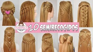 10 SEMIRECOGIDOS  Peinados Faciles y Rapidos con Trenzas para toda ocasion [upl. by Lemmuela]